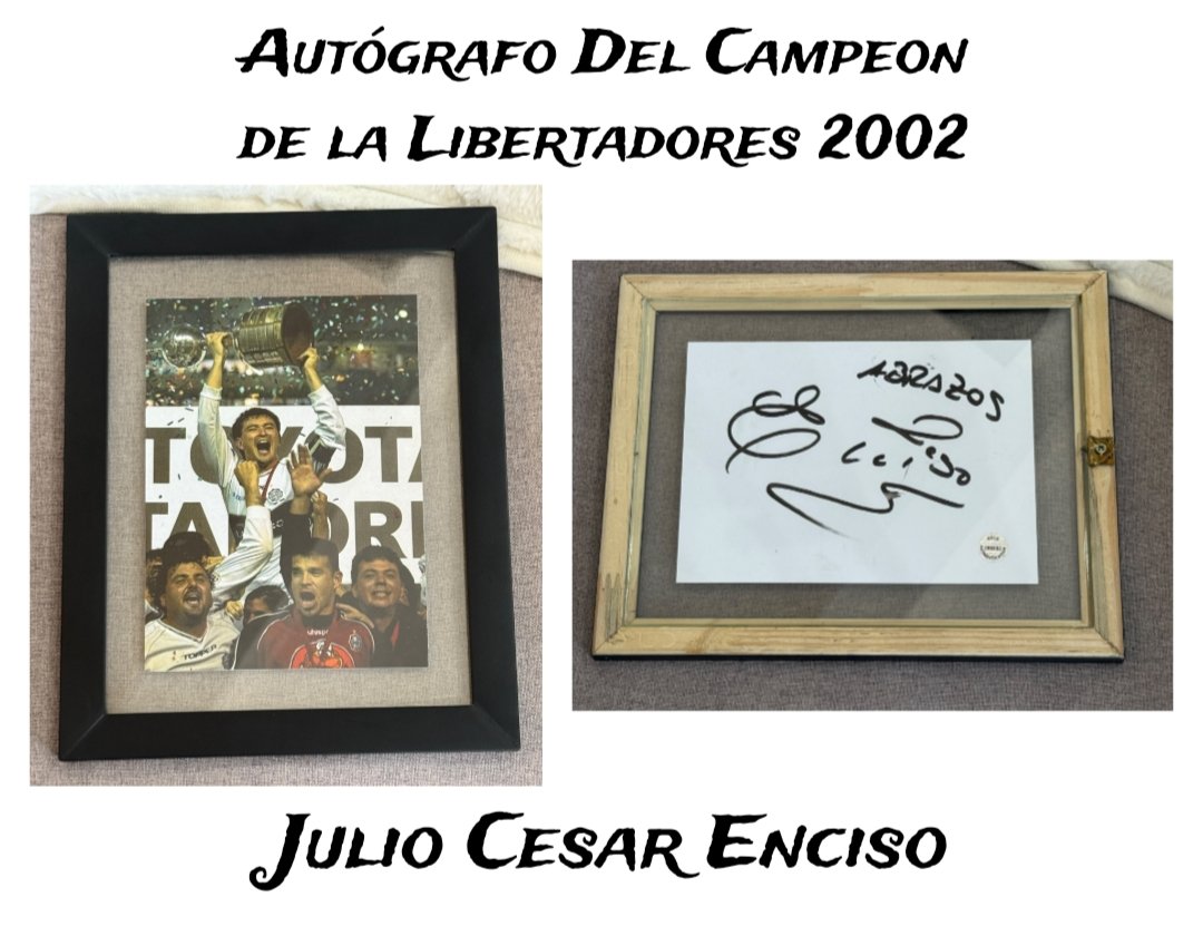 🏆🏆🏆 Autógrafo original puño y letra de Julio Enciso Enciso, un campeón de la Libertadores con el Club Olimpia - 💯 Con certificado de Autenticidad.